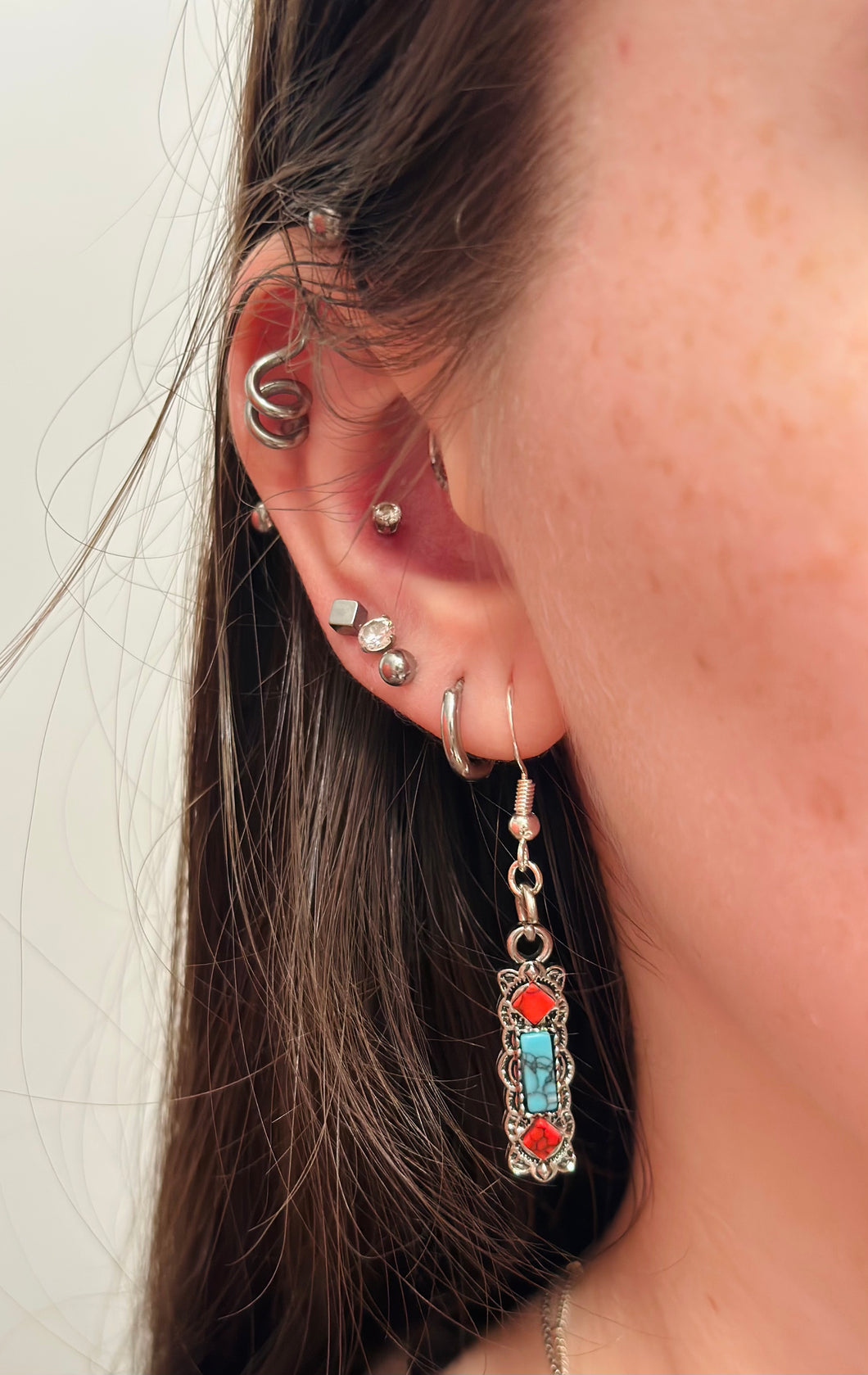 Turquoise & Red Earrings