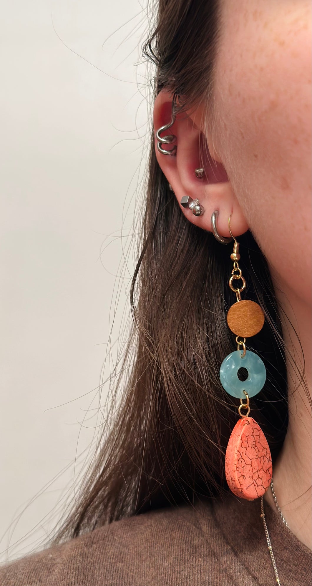 Tri-Color Dangle Earrings