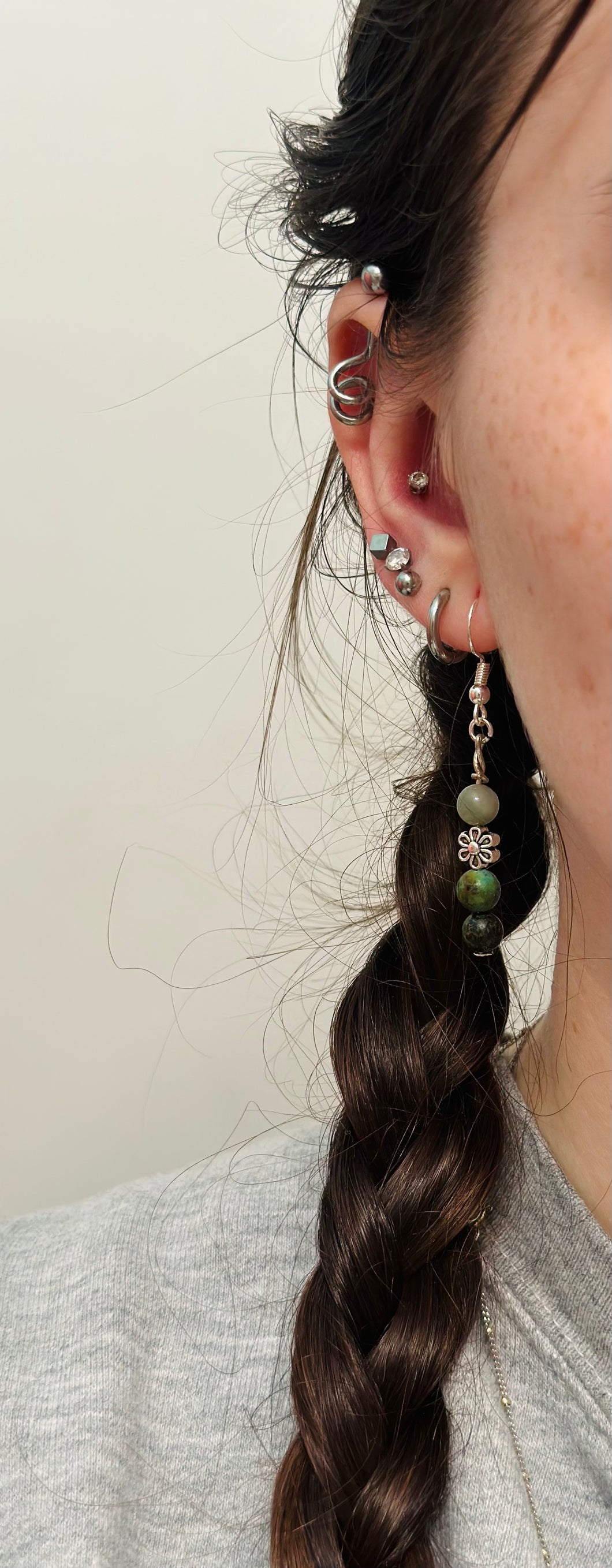 Green Flower Earrings